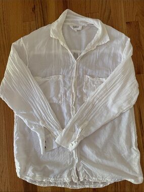ba&sh White Semi-Sheer Cotton Button Front Shirt